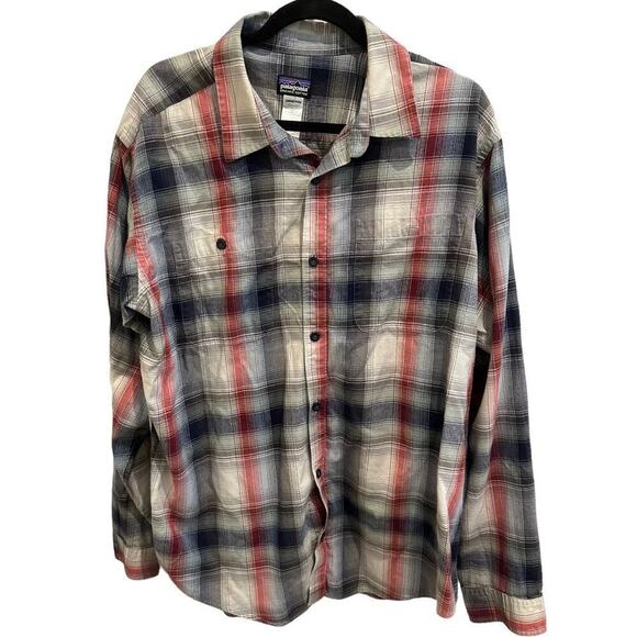 Patagonia Long Sleeved Plaid Pima Organic Cotton Shirt Sz L - Picture 2 of 6